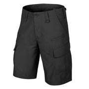 Shorts CPU rip-stop negros Helikon-Tex, corte ACU; tejido ligero, resistente y de secado rápido
