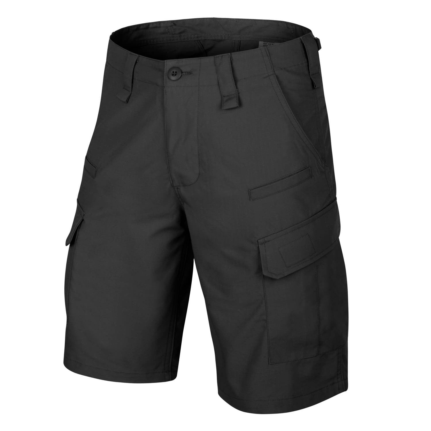 Shorts CPU rip-stop negros Helikon-Tex, corte ACU; tejido ligero, resistente y de secado rápido