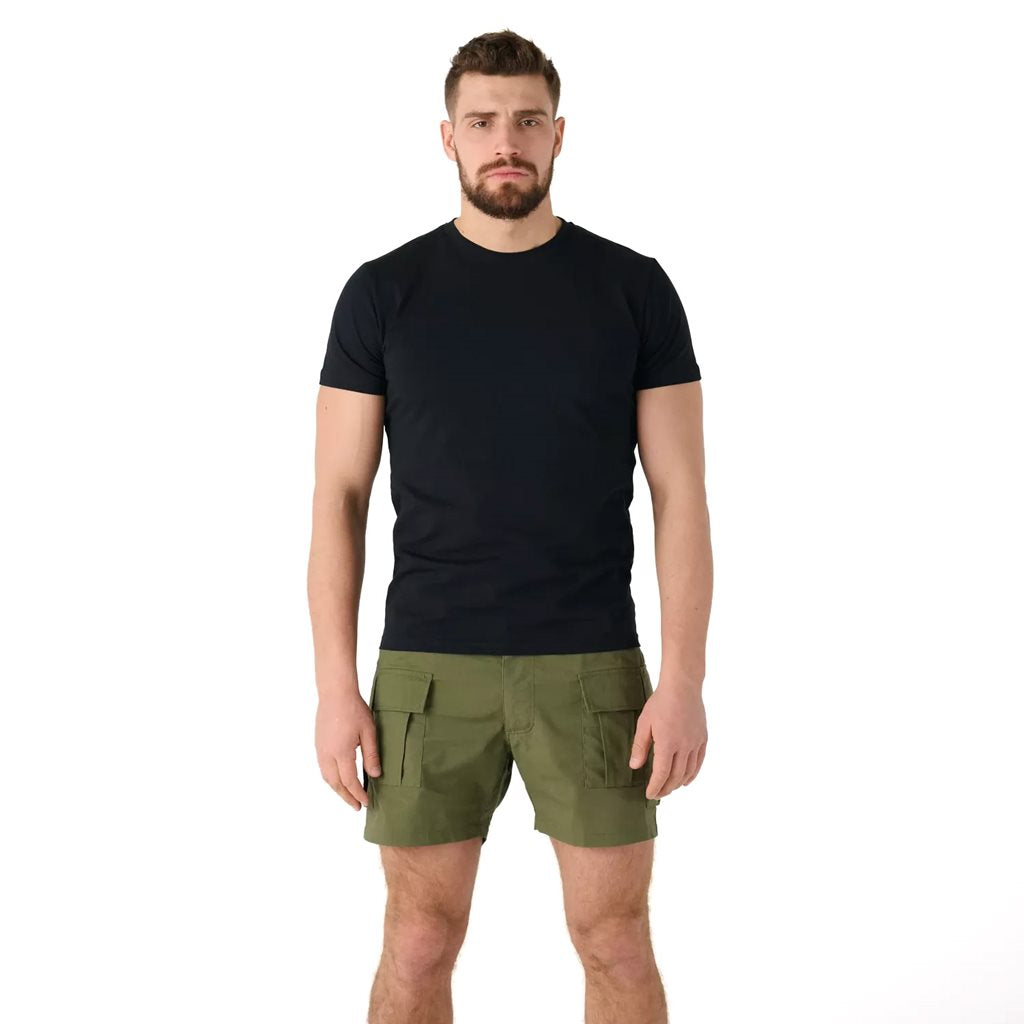 Pantalones cortos cargo rip-stop stretch verde oliva