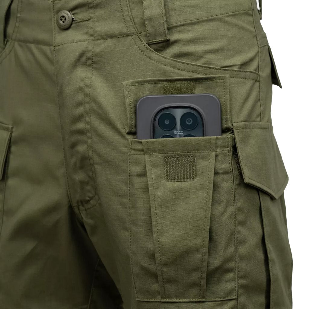 Pantalones cortos cargo rip-stop stretch verde oliva