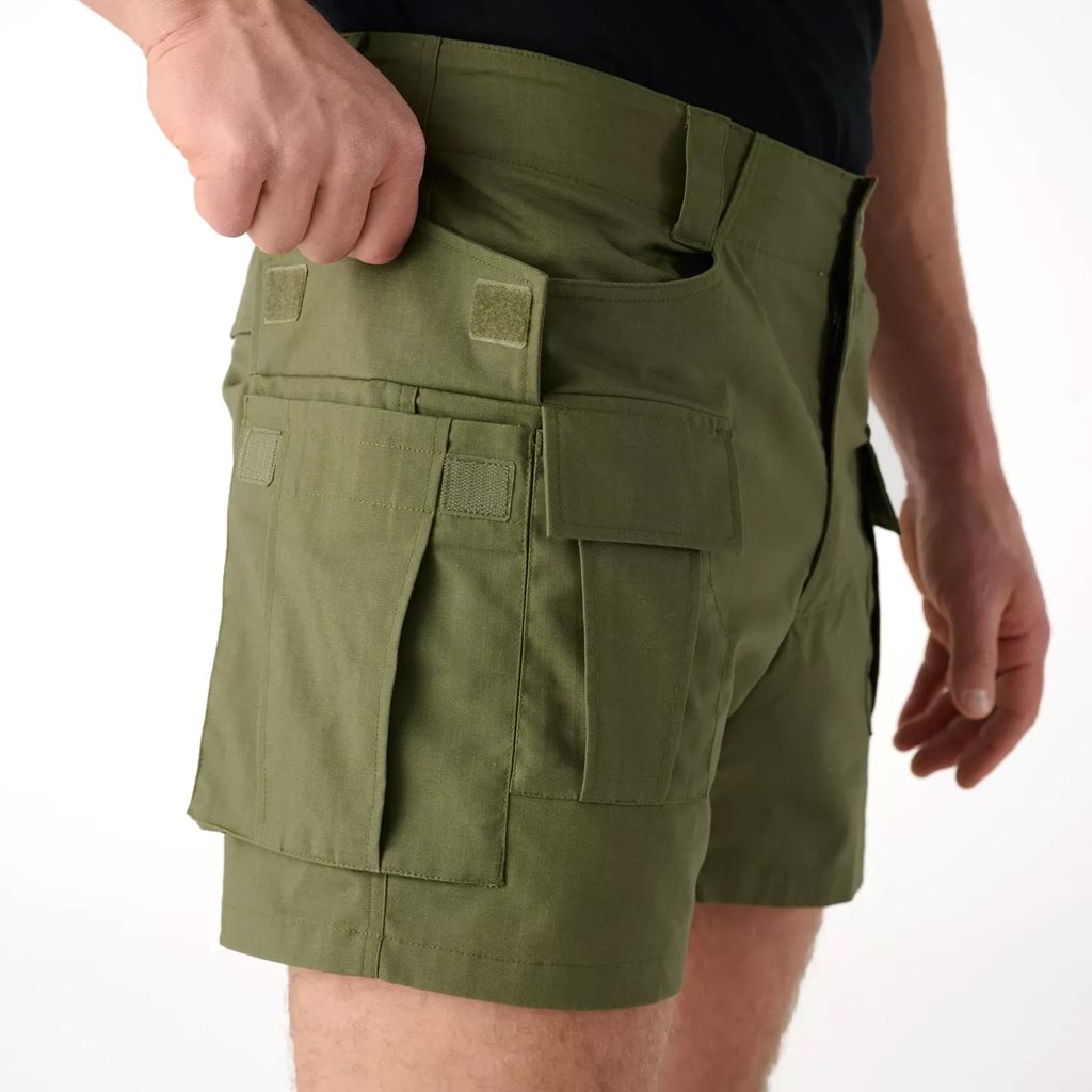 Pantalones cortos cargo rip-stop stretch verde oliva