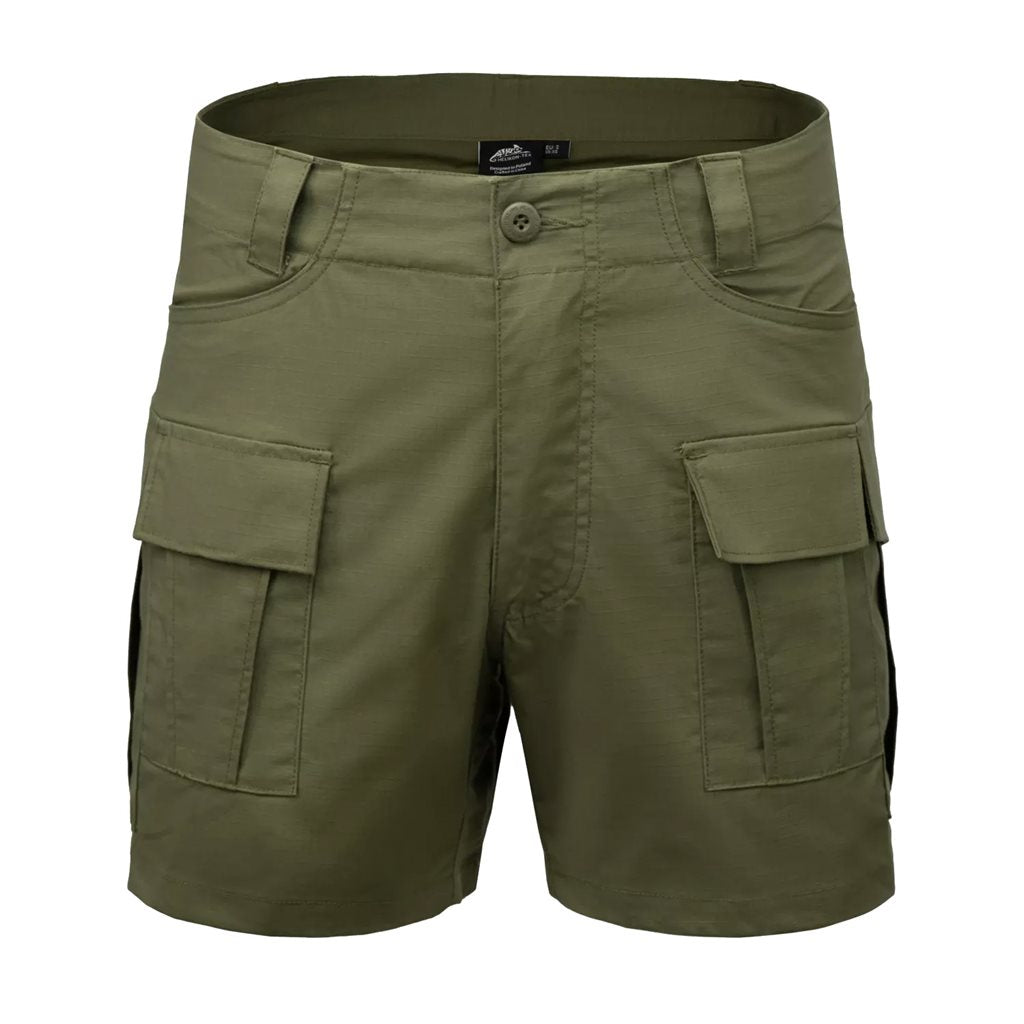 Pantalones cortos cargo rip-stop stretch verde oliva