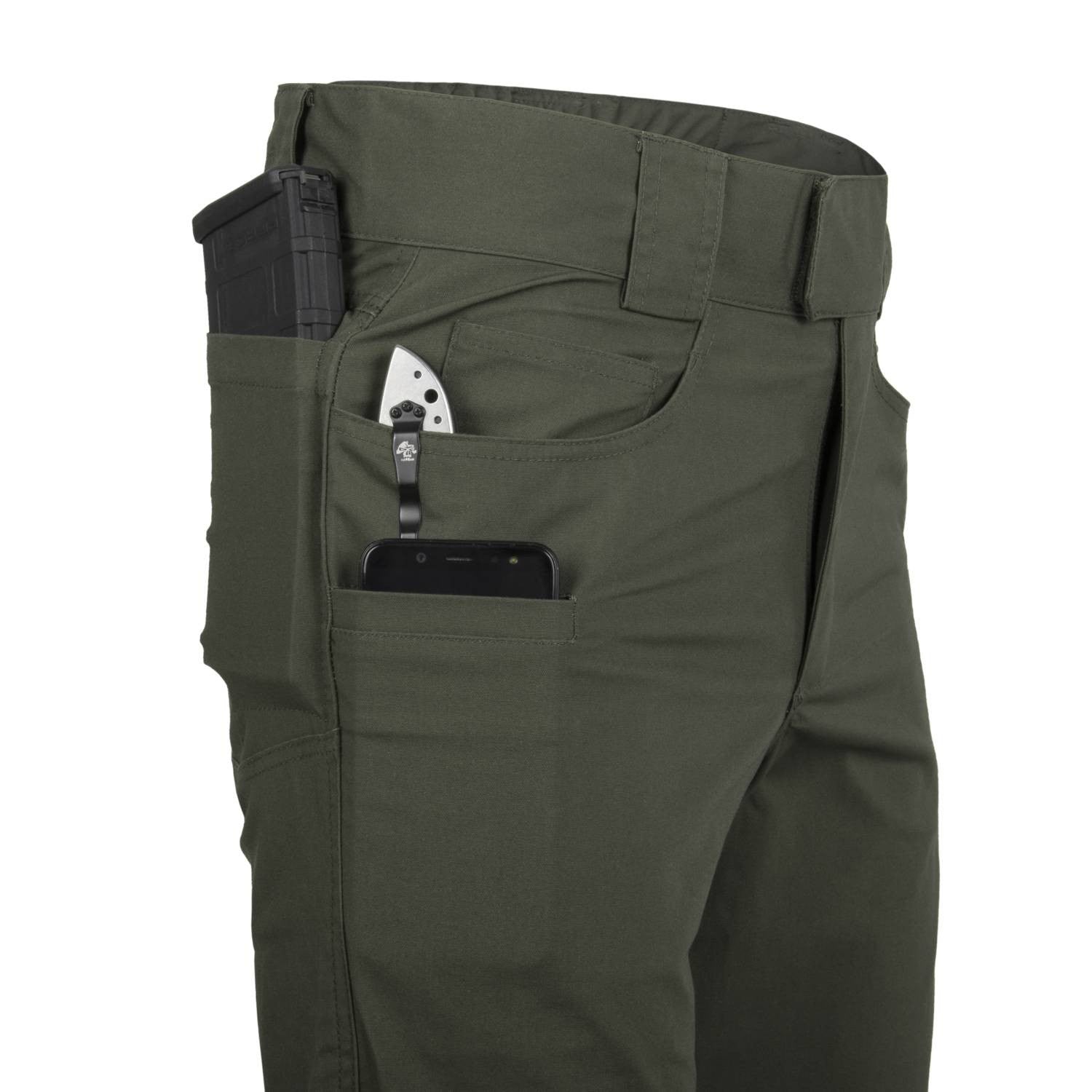 Pantalones GREYMAN TACTICAL DuraCanvas TAIGA de HELIKON-TEX, color taiga, con ocho bolsillos visibles