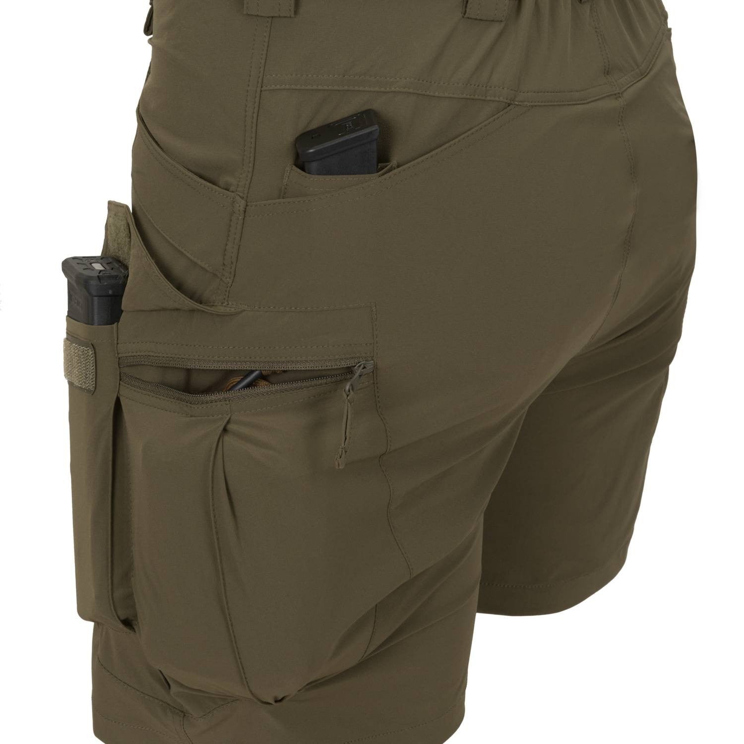 Pantalones cortos OTUS VersaStretch Lite negros con 8 bolsillos y cintura ajustable