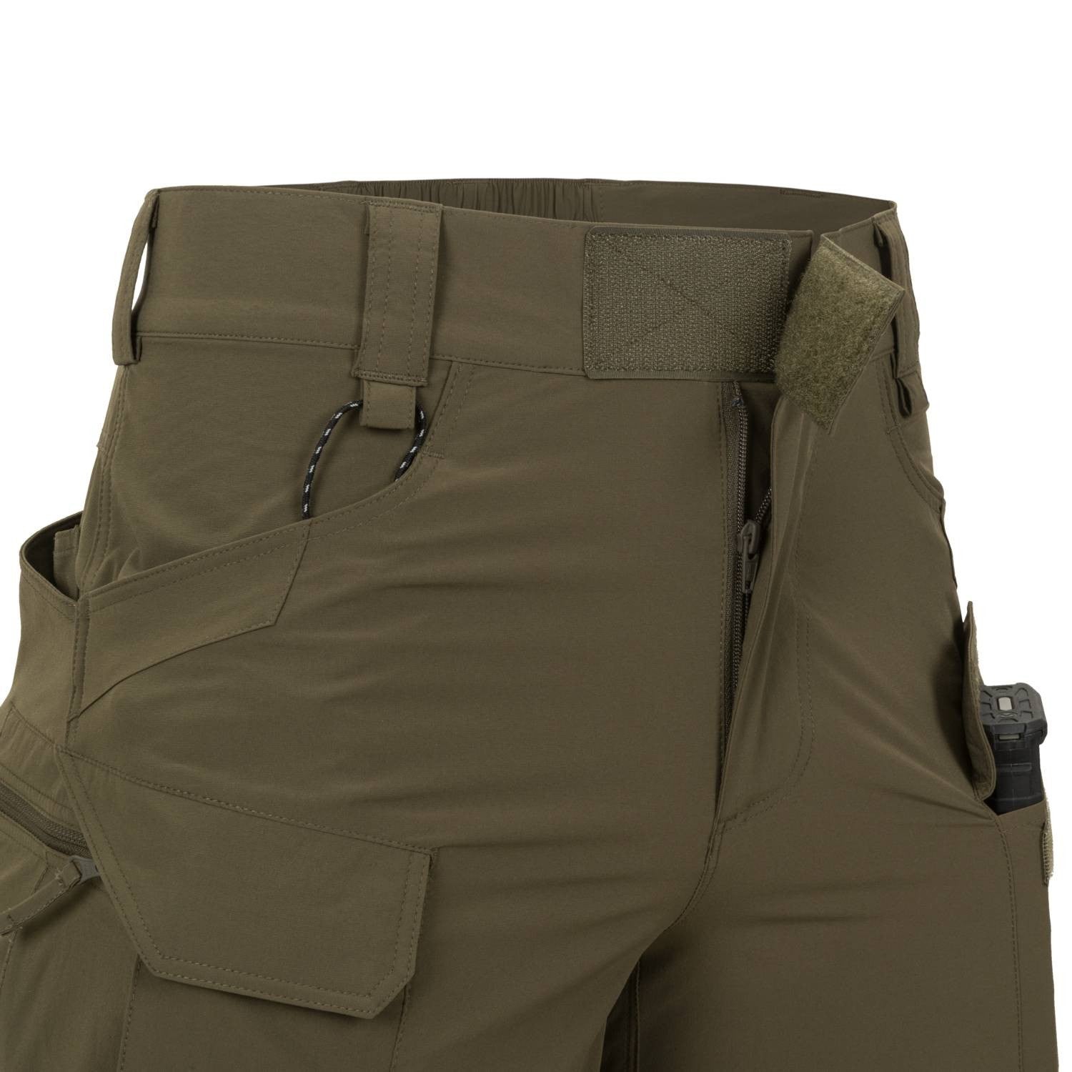 Pantalones cortos OTUS VersaStretch Lite negros con 8 bolsillos y cintura ajustable