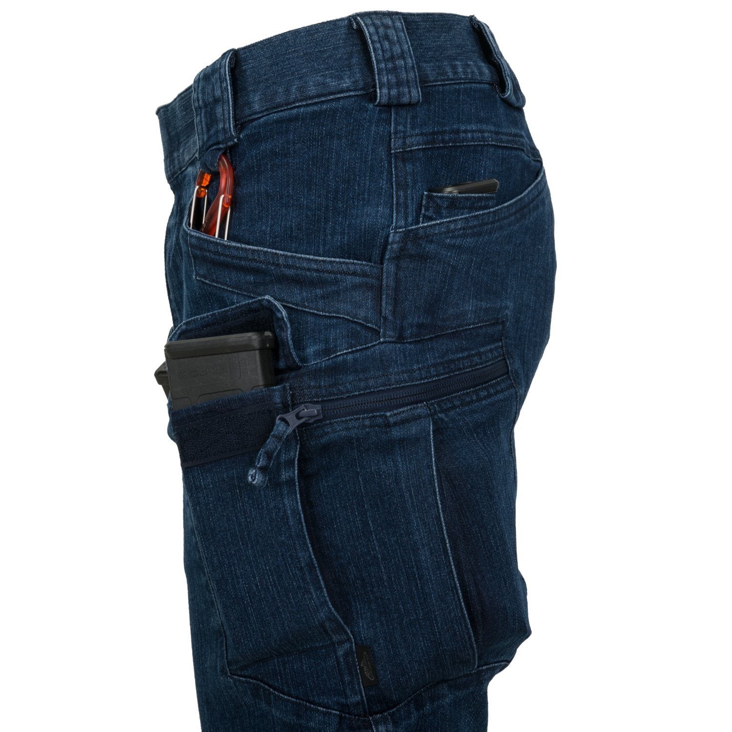 Pantalones cortos tácticos UTS rip-stop denim azul con 10 bolsillos y cierre YKK