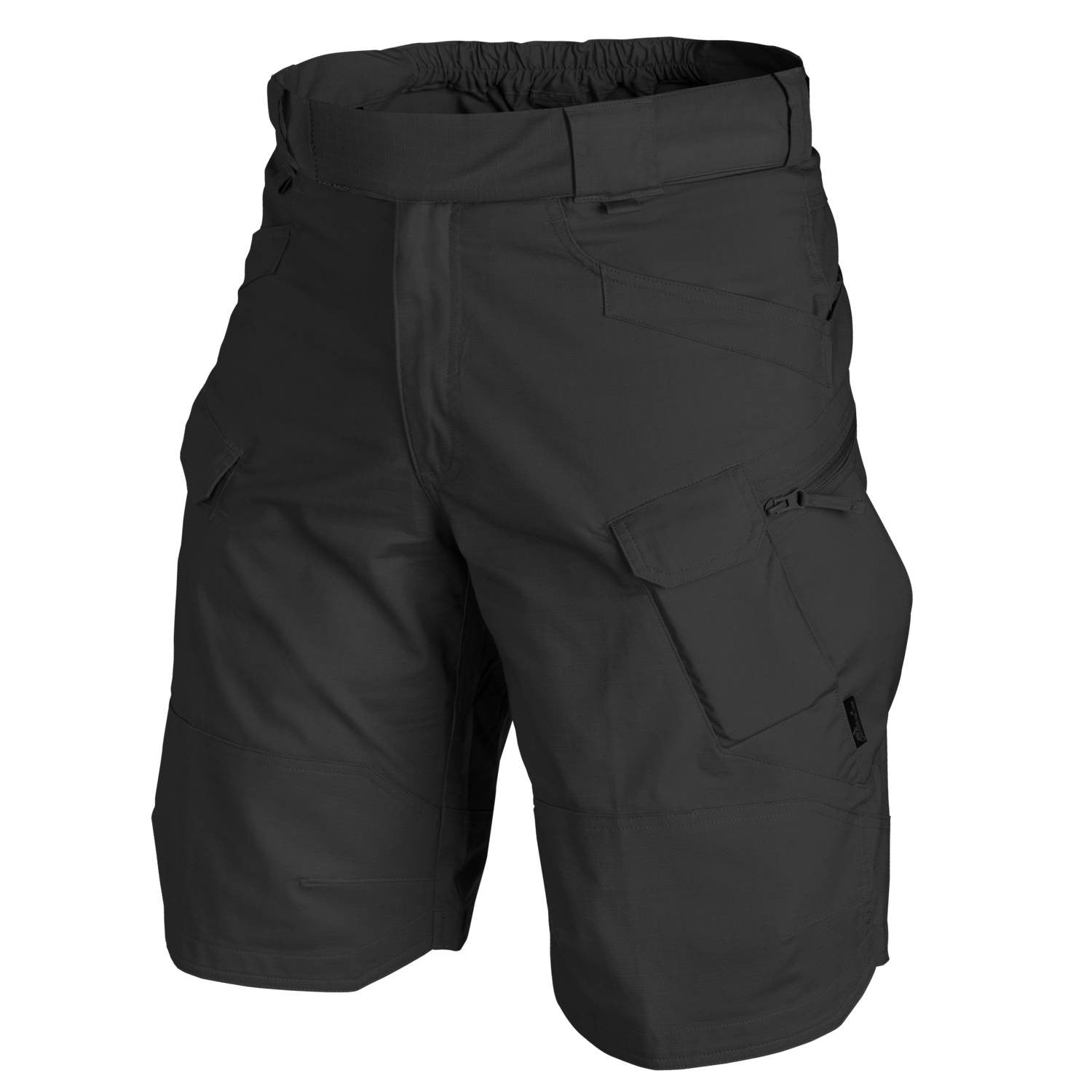 Pantalones cortos tácticos UTS negros rip-stop 11" con 10 bolsillos, cremallera YKK y cintura ajustable
