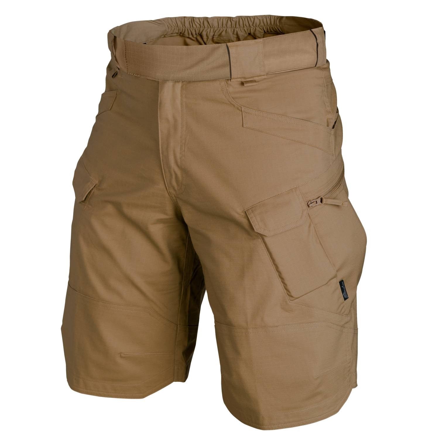 Pantalones cortos tácticos UTS negros rip-stop 11" con 10 bolsillos, cremallera YKK y cintura ajustable