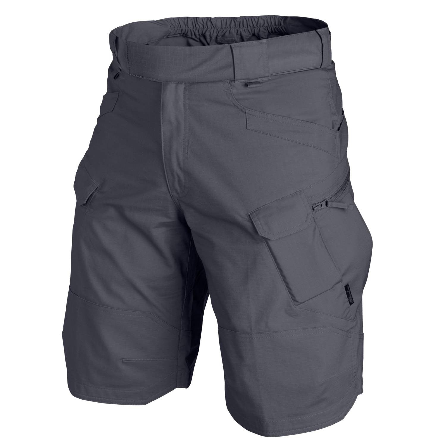 Pantalones cortos tácticos UTS 11'' rip-stop grises, 10 bolsillos, cierre YKK, cintura ajustable