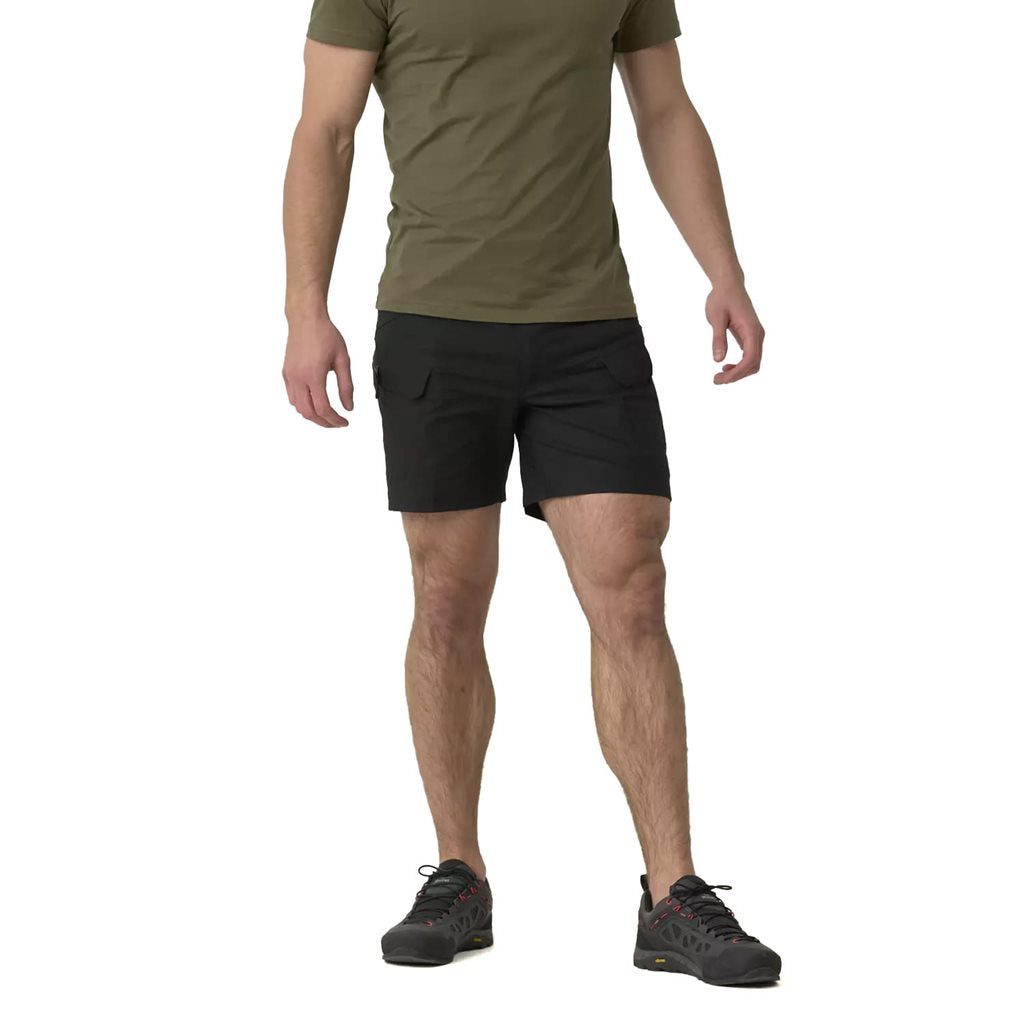 Pantalones cortos tácticos URBAN TACTICAL 6" rip-stop en negro, diseño funcional y resistente