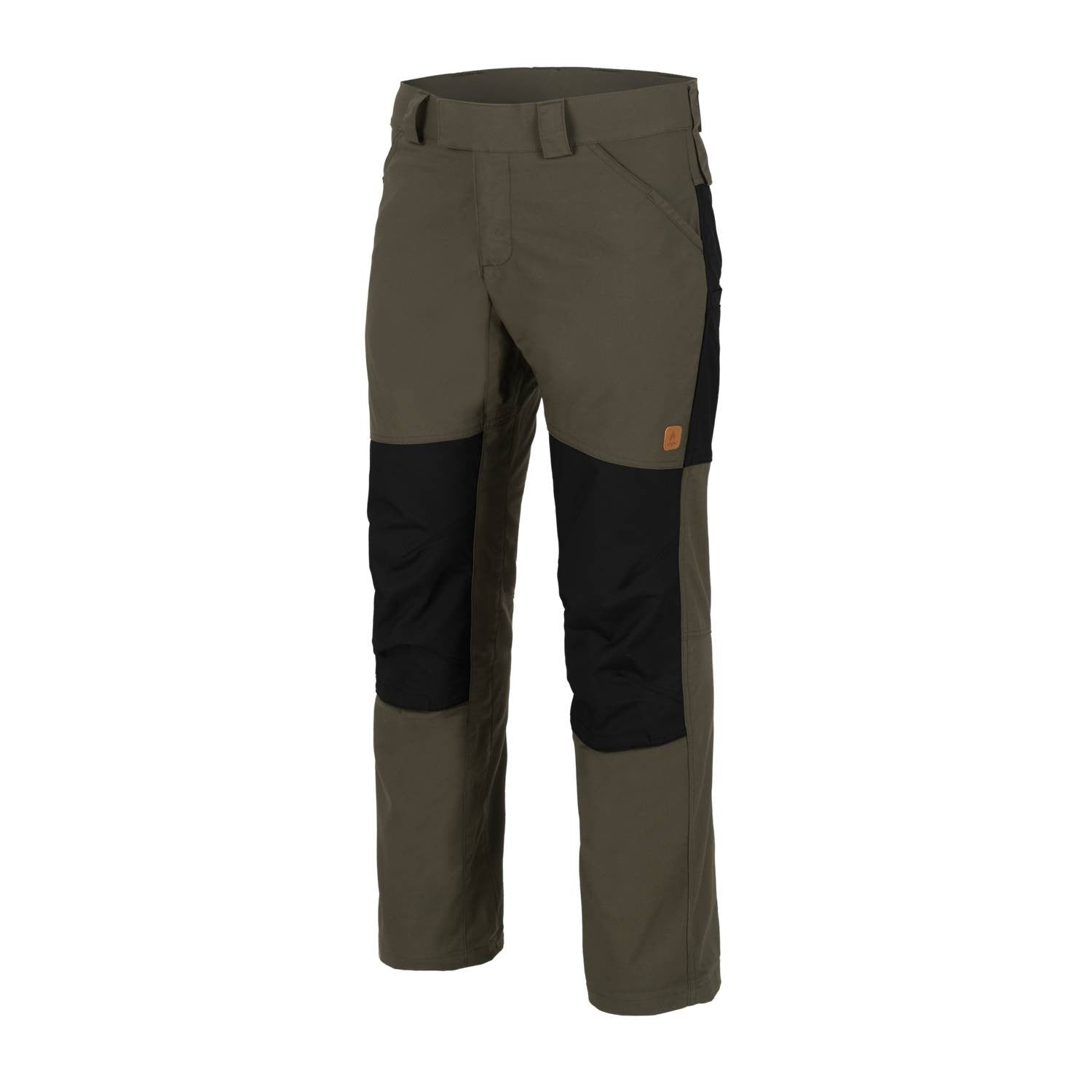 Pantalones WOODSMAN Taiga verde/negro HELIKON-TEX DuraCanvas cuatro bolsillos refuerzo rodillas ojales