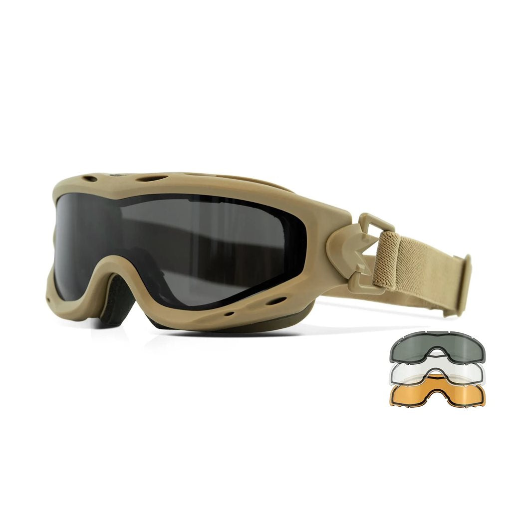 Gafas tácticas SPEAR Dual Lens con 3 cristales y marco negro