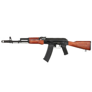 Réplica airsoft AEG AK-74 SA-J02 con cuerpo de acero y acabado negro y madera