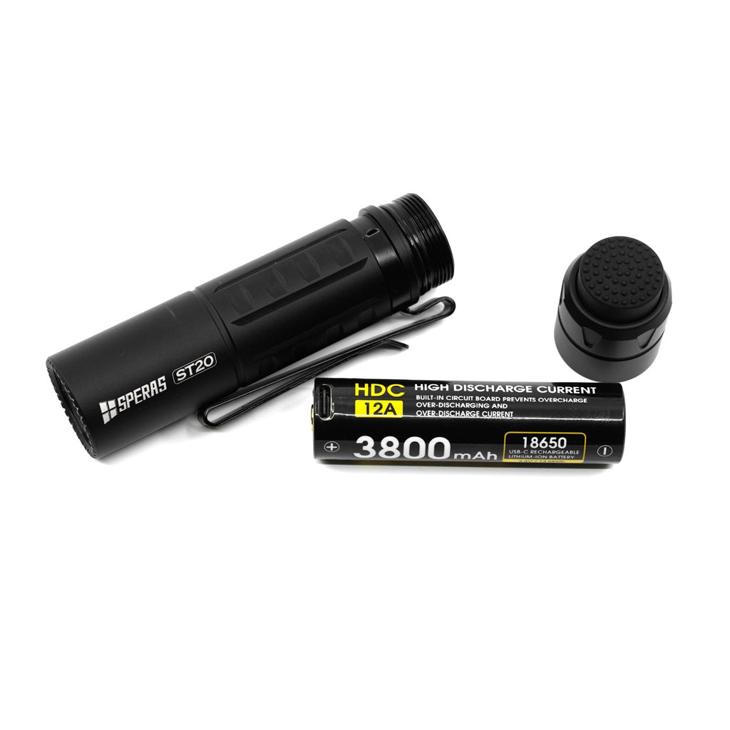 Linterna recargable ST20B negra, 1300 lúmenes, 175 m, IP68