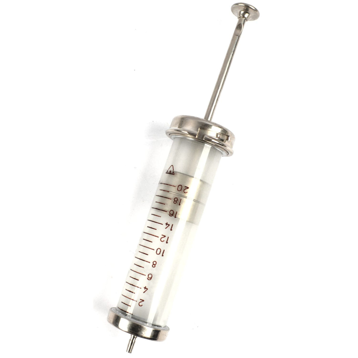 Jeringa de vidrio 20ml en caja metálica 65x130x35 mm