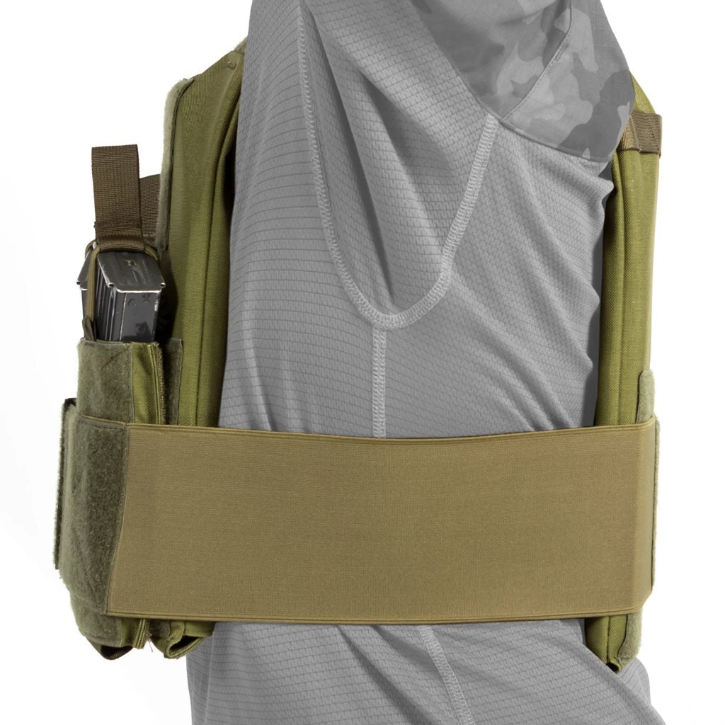 Chaleco portaplacas STRIVA verde en Cordura 500D, perfil bajo, para placas 250x300x24 mm