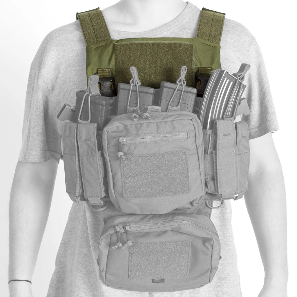Chaleco portaplacas STRIVA verde en Cordura 500D, perfil bajo, para placas 250x300x24 mm