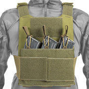 Chaleco portaplacas STRIVA verde en Cordura 500D, perfil bajo, para placas 250x300x24 mm