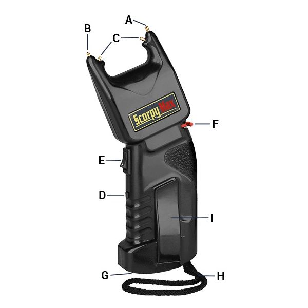 Paralizador SCORPY MAX negro con spray de pimienta