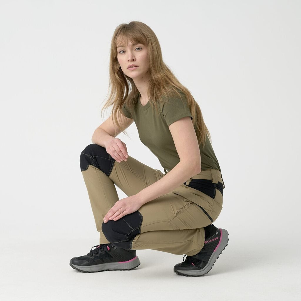 Pantalones softshell tacticos para mujer KHAKI/NEGRO