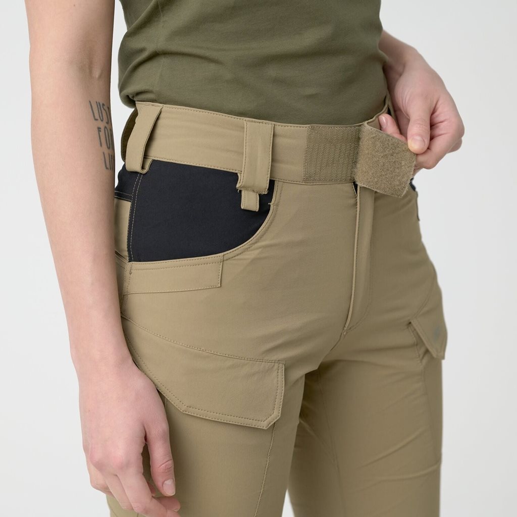 Pantalones softshell tacticos para mujer KHAKI/NEGRO