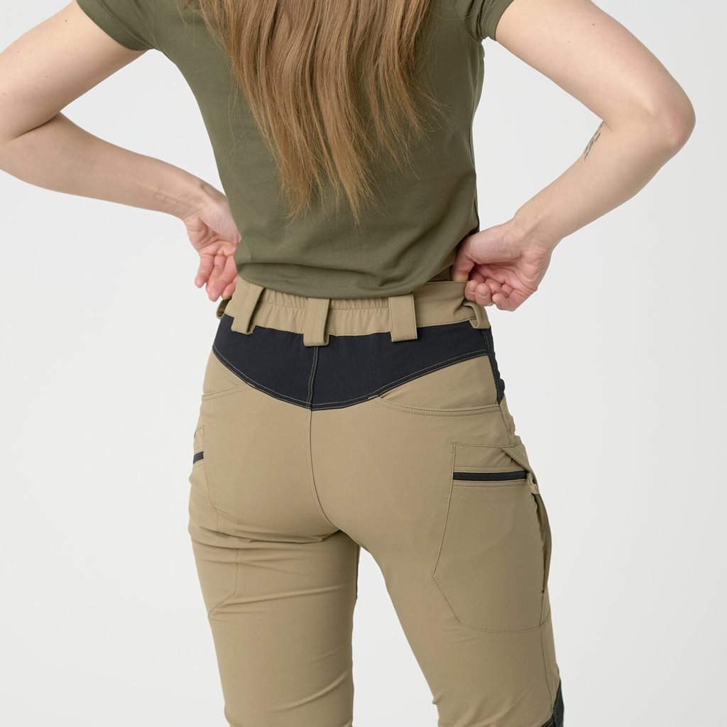 Pantalones softshell tacticos para mujer KHAKI/NEGRO