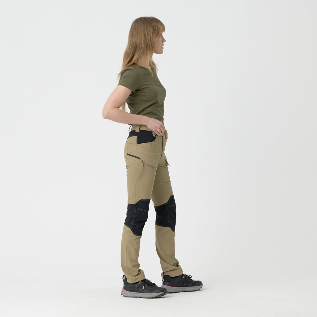 Pantalones softshell tacticos para mujer KHAKI/NEGRO