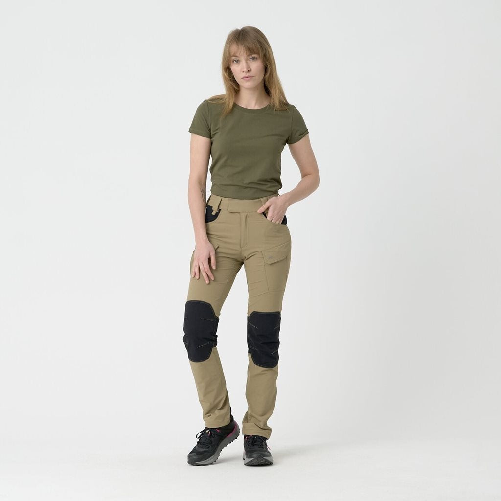 Pantalones softshell tacticos para mujer KHAKI/NEGRO