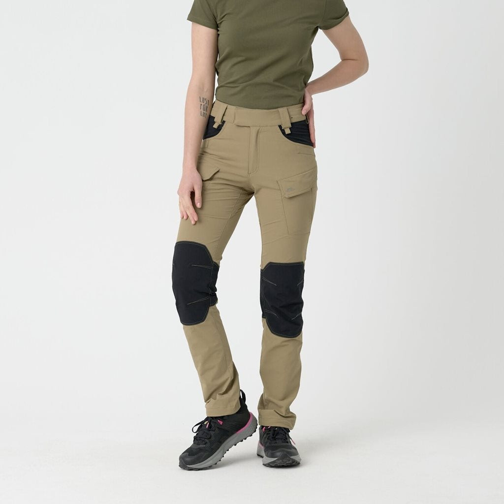 Pantalones softshell tacticos para mujer KHAKI/NEGRO