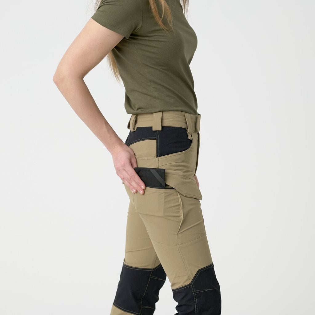 Pantalones softshell tacticos para mujer KHAKI/NEGRO
