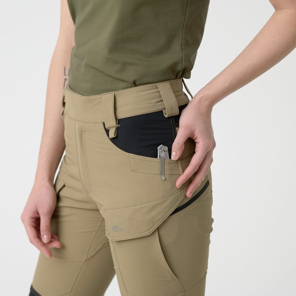 Pantalones softshell tacticos para mujer KHAKI/NEGRO