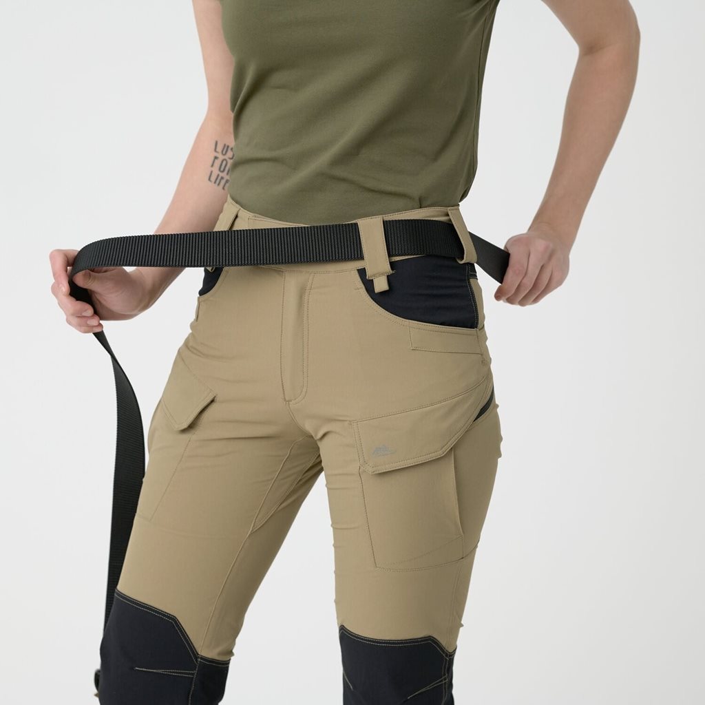 Pantalones softshell tacticos para mujer KHAKI/NEGRO