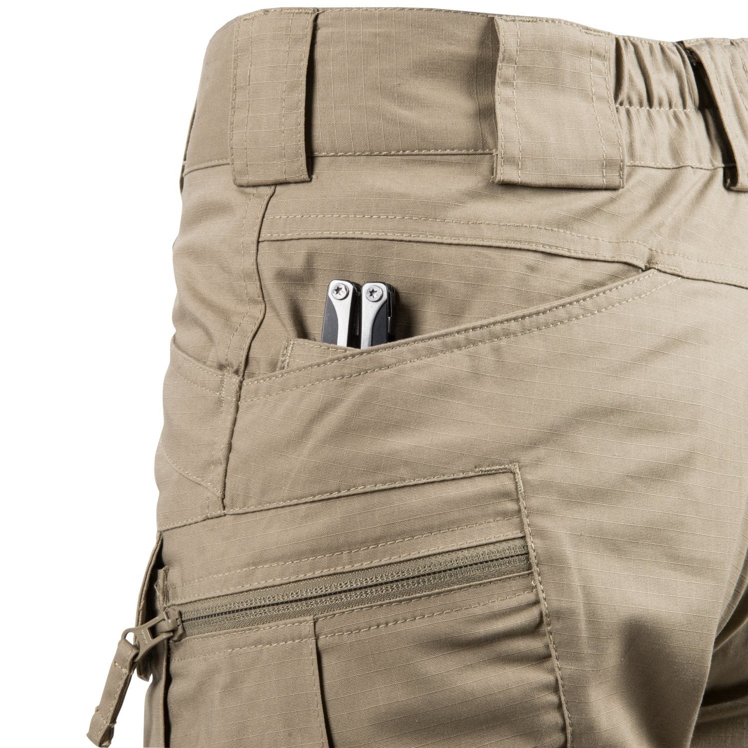 Pantalones tacticos UTP RESIZED rip-stop color khaki para mujer con multiples bolsillos y alojamientos para protectores de rodilla