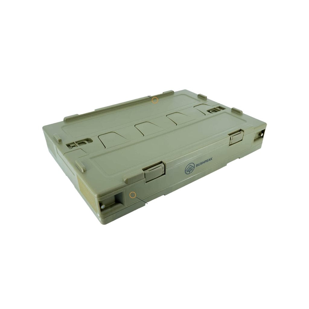 Caja plegable Flexbox 50 L verde de polipropileno con tapa de dos piezas y accesos laterales