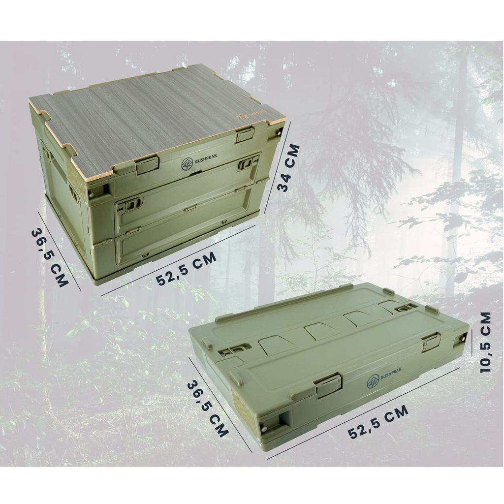 Caja plegable Flexbox 50 L verde de polipropileno con tapa de dos piezas y accesos laterales