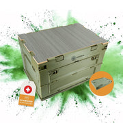 Caja plegable Flexbox 50 L verde de polipropileno con tapa de dos piezas y accesos laterales