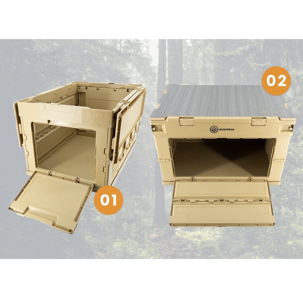 Caja plegable Flexbox 50 L verde de polipropileno con tapa de dos piezas y accesos laterales