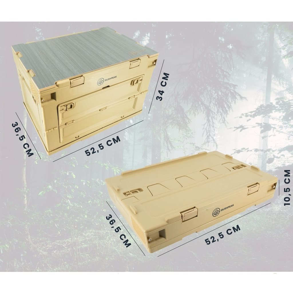 Caja plegable Flexbox 50 L verde de polipropileno con tapa de dos piezas y accesos laterales