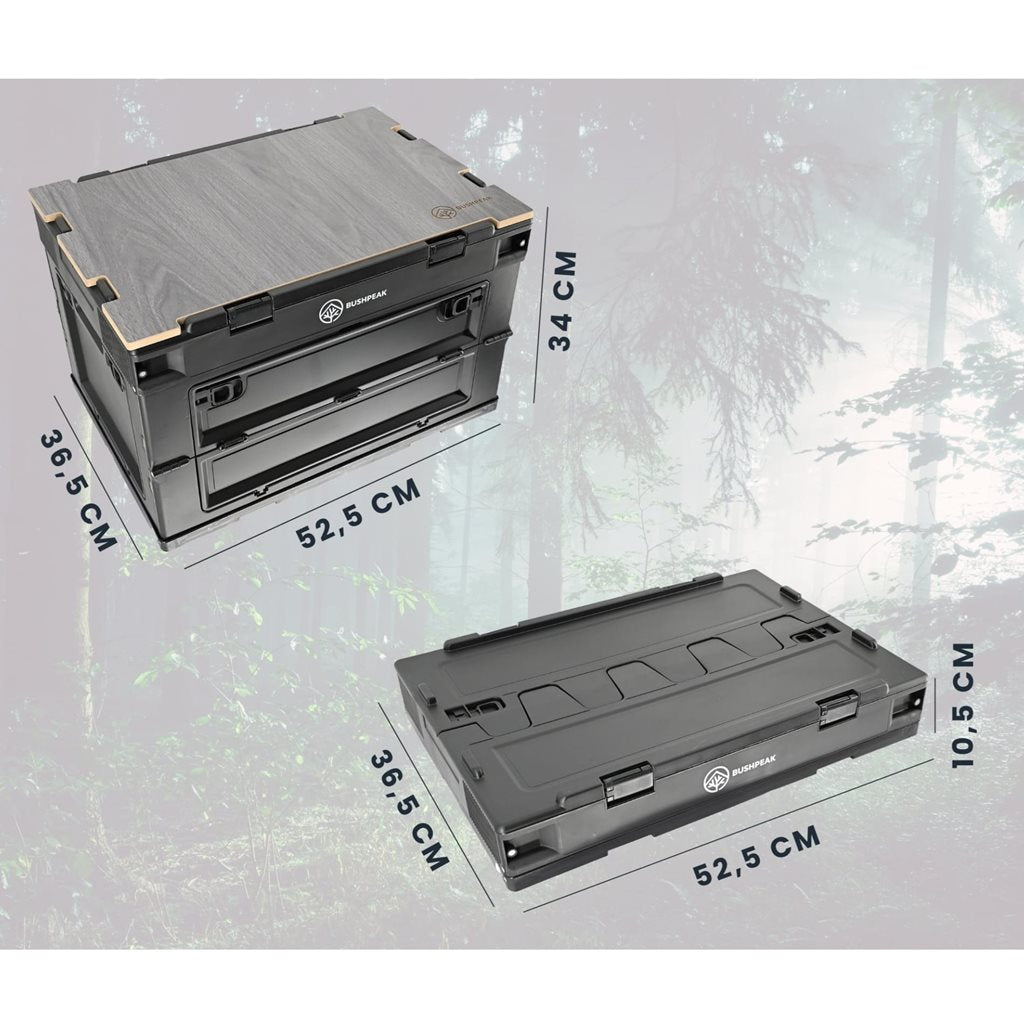 Caja plegable Flexbox 50 L verde de polipropileno con tapa de dos piezas y accesos laterales
