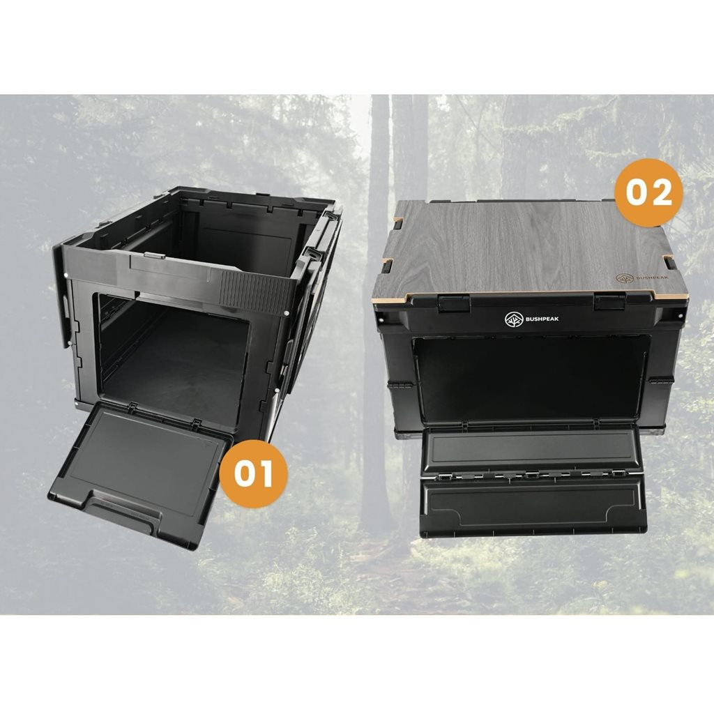 Caja plegable Flexbox 50 L verde de polipropileno con tapa de dos piezas y accesos laterales