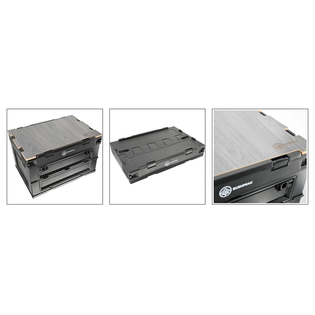Caja plegable Flexbox 50 L verde de polipropileno con tapa de dos piezas y accesos laterales