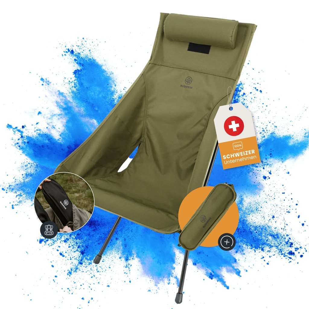 Silla de camping Wildscape alta, ligera y plegable en negro