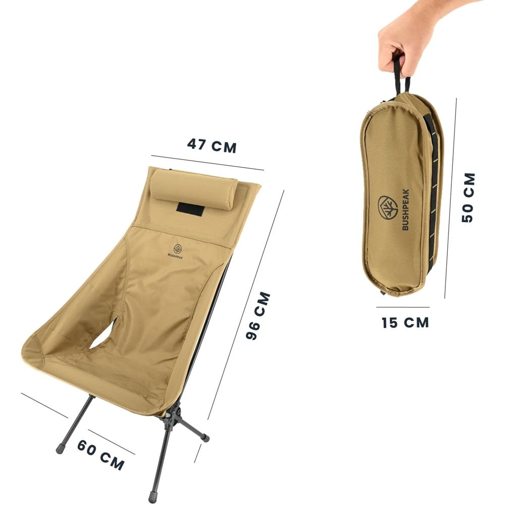 Silla de camping Wildscape alta, ligera y plegable en negro