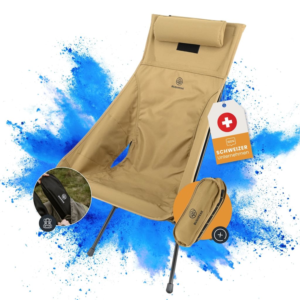 Silla de camping Wildscape alta, ligera y plegable en negro