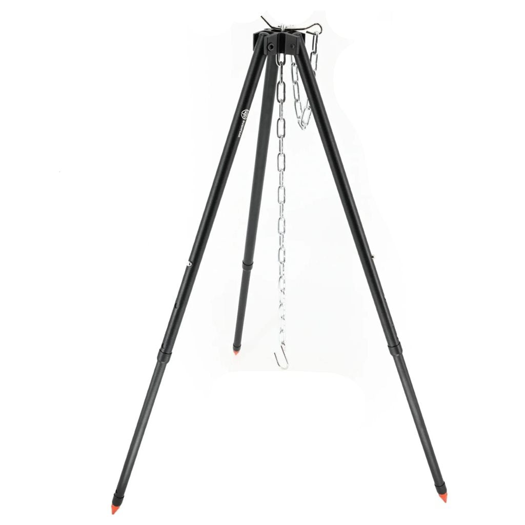 Trípode plegable de aluminio negro con funda