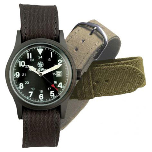 Reloj MILITARY Smith & Wesson negro con correas de lona intercambiables