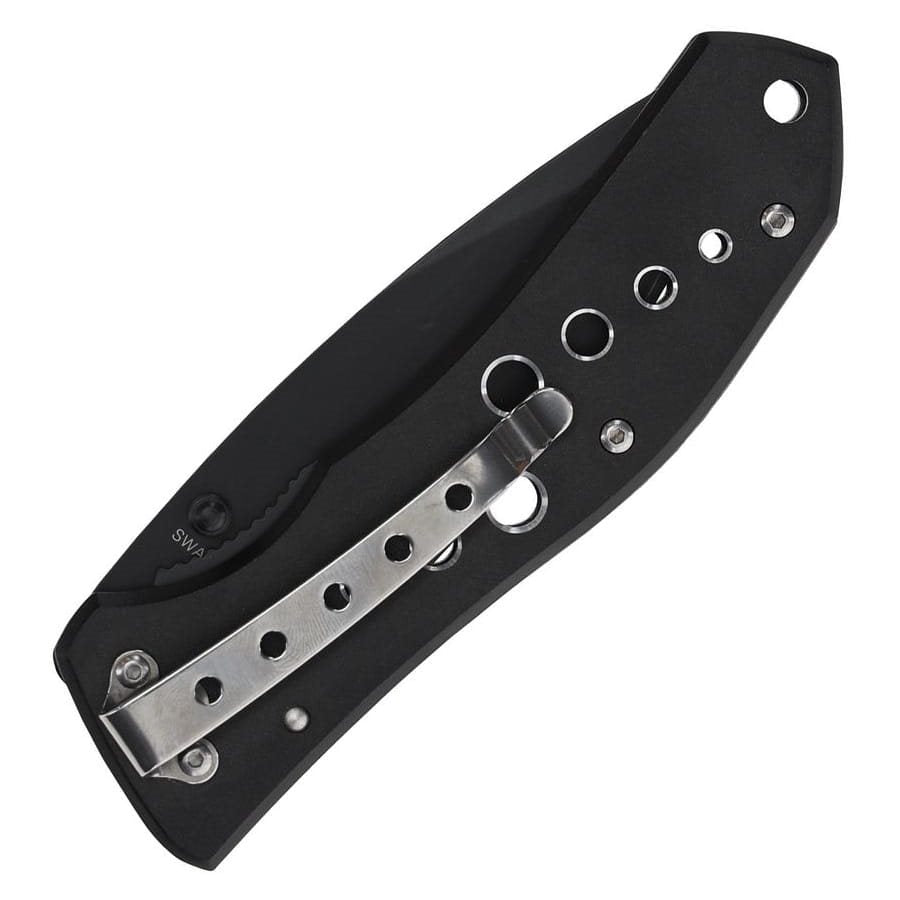 Navaja plegable ExtremeOps SWA10CP negra con filo liso (EDC)