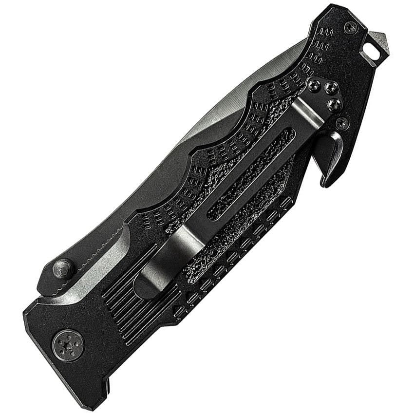 Navaja plegable S&W Border Guard 2 negra, hoja lisa, longitud total aprox. 25 cm