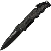 Navaja plegable S&W Border Guard 2 negra, hoja lisa, longitud total aprox. 25 cm