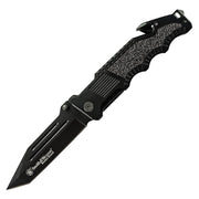 Cuchillo plegable Smith & Wesson Border Guard Rescue negro con hoja tipo tanto y clip